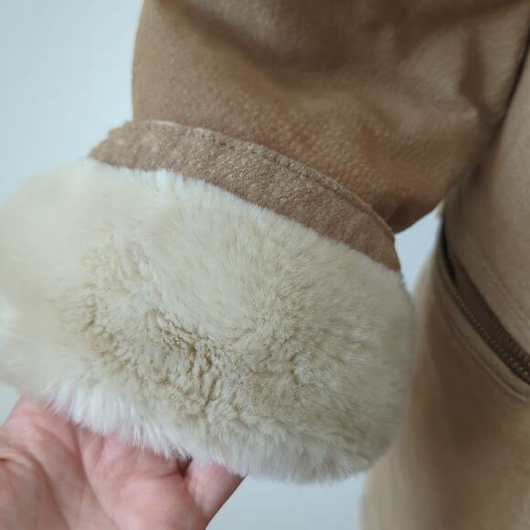 Winlit Vintage Brown Suede Leather Reversible Faux Fur Jacket Oversize Medium - Picture 10 of 12